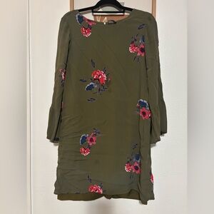 Vero Moda Olive Green Floral Long Sleeve Dress